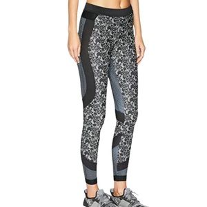 Stella McCartney Run Tight black gray floral, print leggings size xs